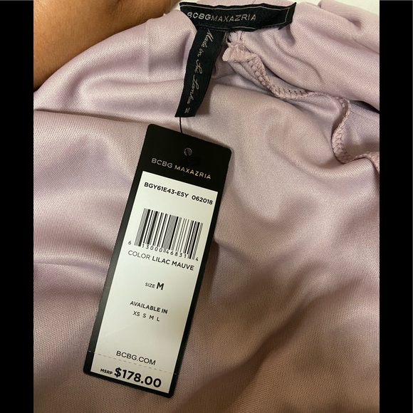 $178 NWT! BCBGMAXAZRIA Lilac Mauve Low Back Pleated Dress  A-line Slip Medium - Picture 6 of 10